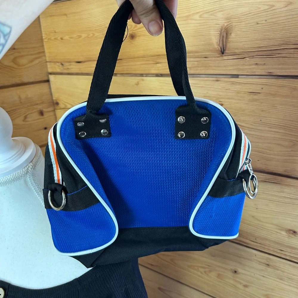 Vibrant New York 04 Crossbody Bag Blue Orange Canvas Black Missing Strap‎ Small - Picture 2 of 5